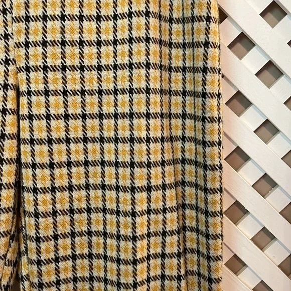 Urban outfitters cara high waist knit houndstooth slip-on pants yellow medium - Picture 3 of 7